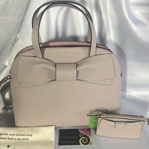 NWT Kate Spade Olive Drive Lottie Bone Grey PXRU8441 with Bow Magda PWRU6117
